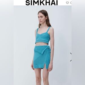 NWT Jonathan SIMKHAI FINA PATCHWORK WRAP Crochet Set- Size XS